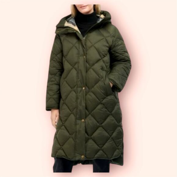 Barbour Sandyford Quilted Longline Coat  Warm Sage Green NWT Size 6 - Picture 4 of 9